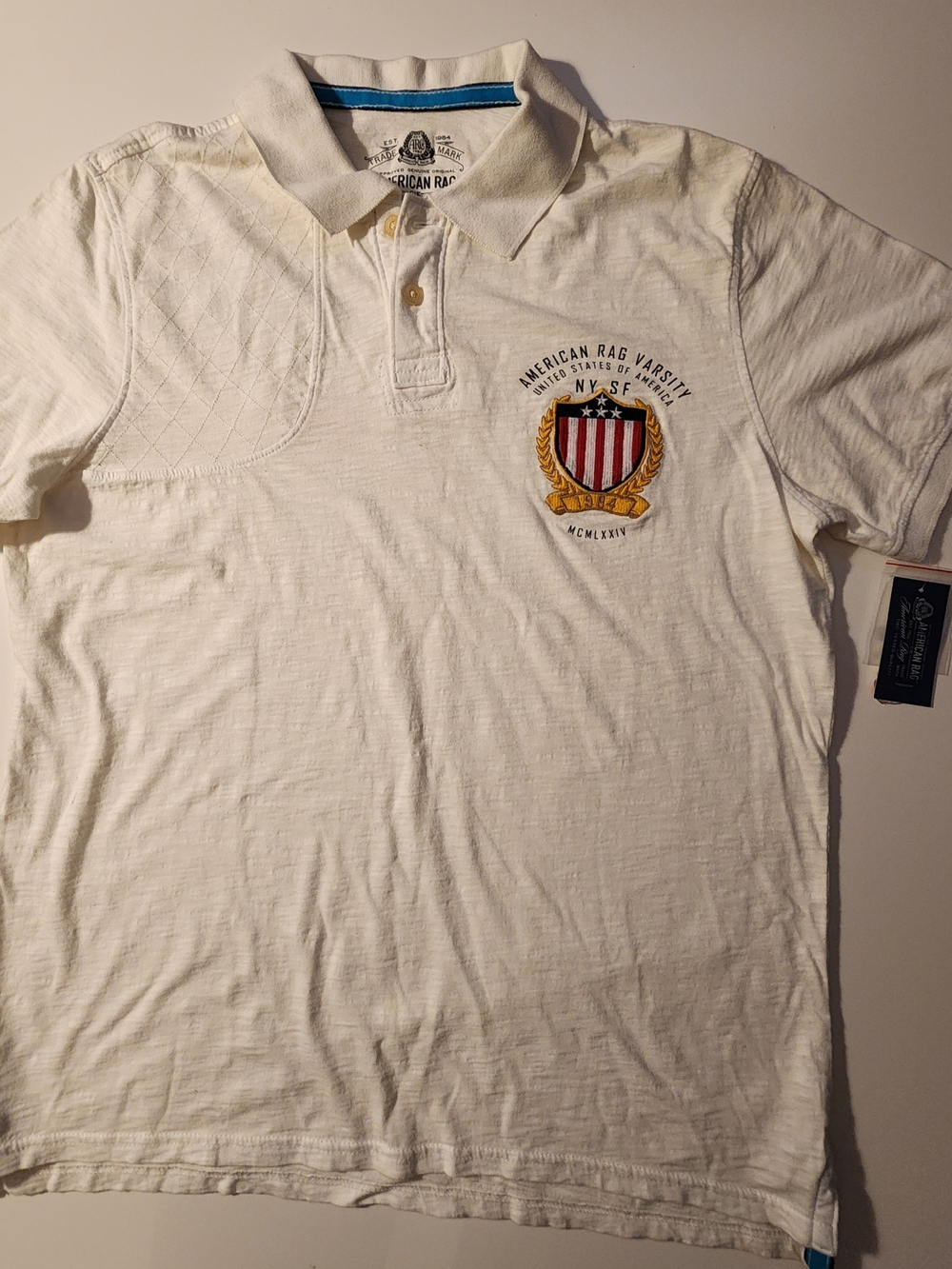 American Rag Varsity Men’s Cream Polo Shirt with Crest